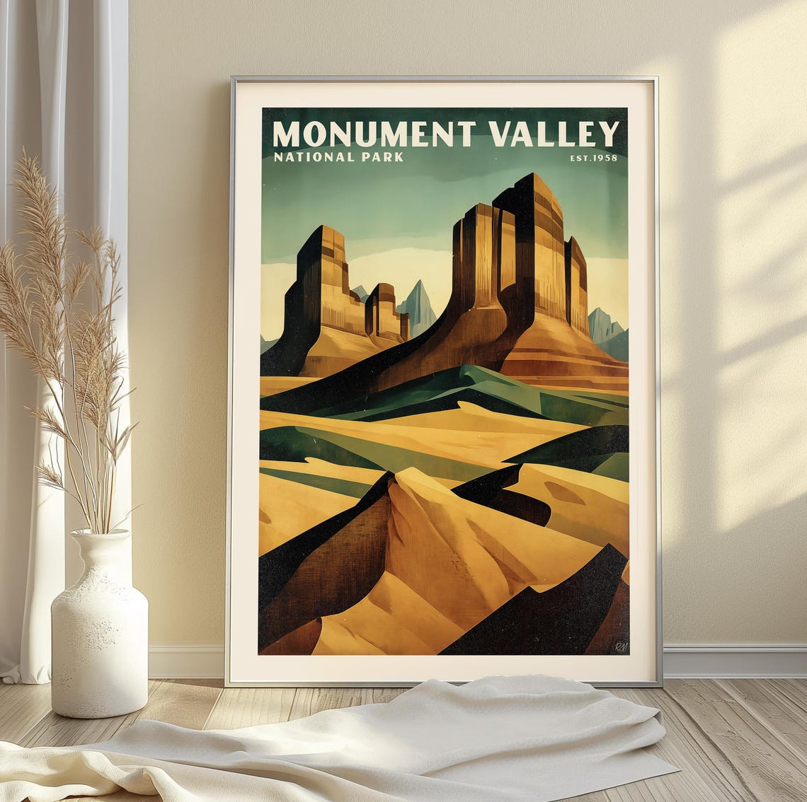 Monument Valley National Park Cubist Desert Mesas Vintage Poster