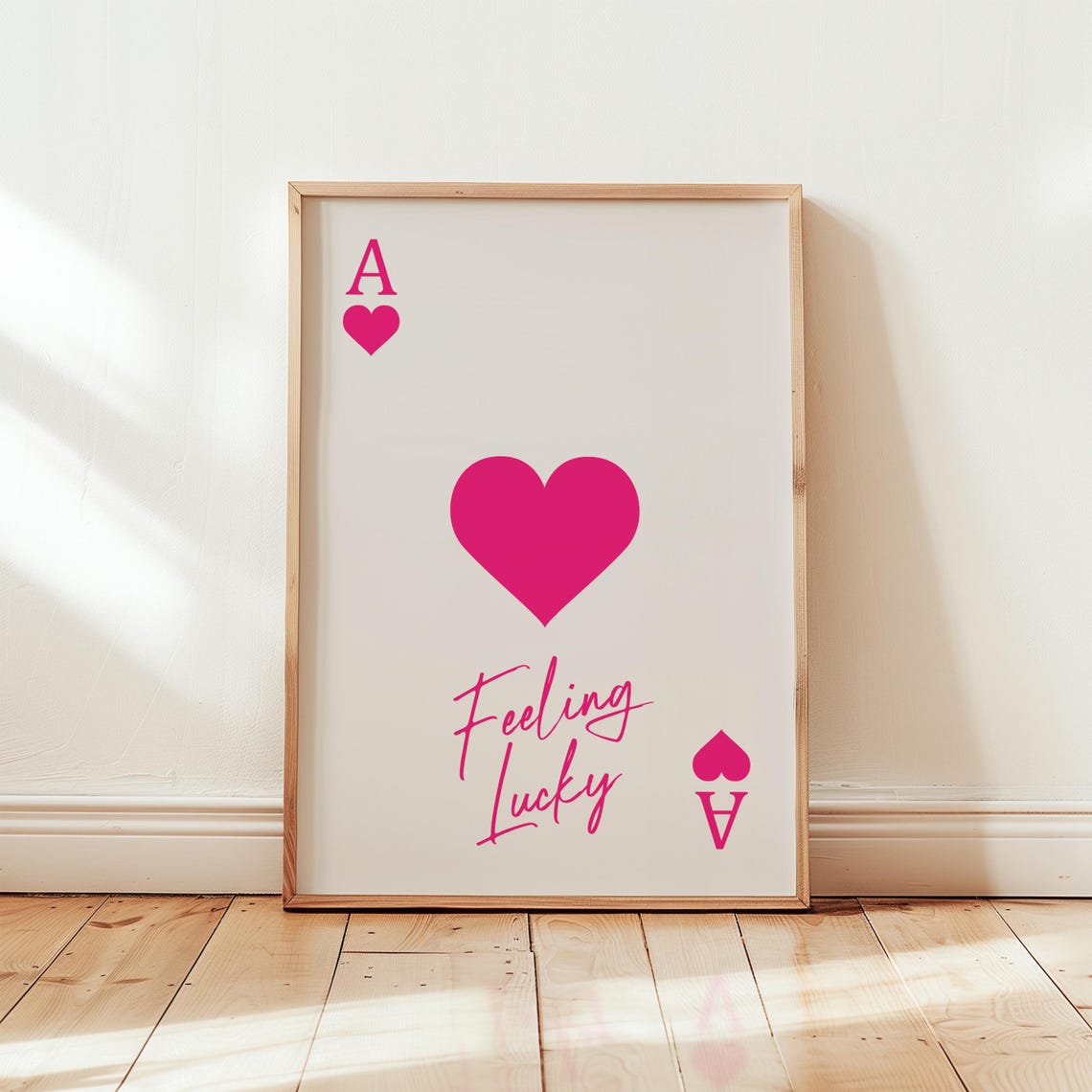 Pink Ace Of Hearts Feeling Lucky Playing Card Pop Art Poster