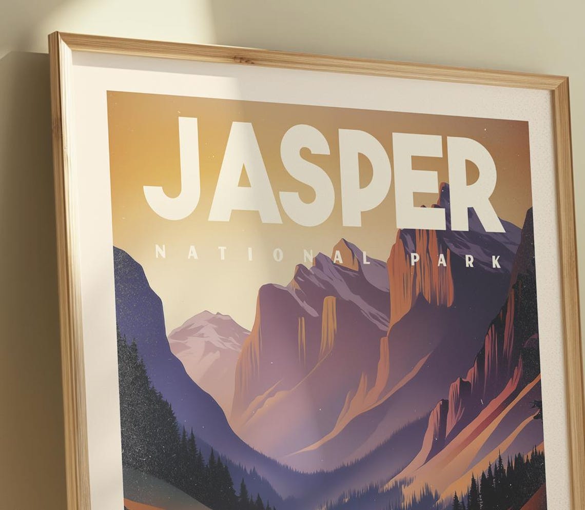 Jasper National Park Canadian Rockies Hiker Valley Scenic Poster - Image 2