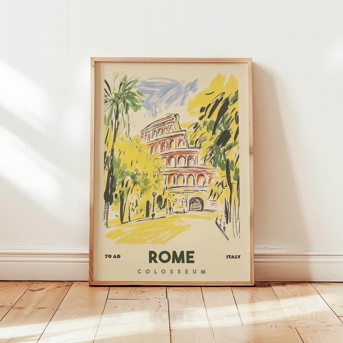 Rome Colosseum Vintage Italy Travel Poster Print