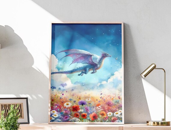 Dragon Poster Dragon Wall Art Watercolor Dragon Dragon Painting Dragon Image Dragon Fly Wall Art Dragon Watercolor Poster