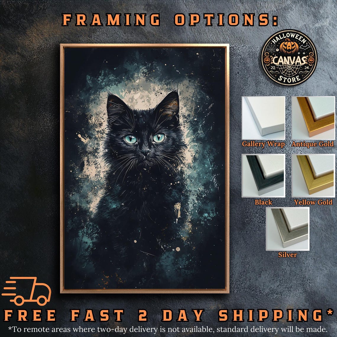 Mysterious Black Cat With Teal Eyes Cosmic Night Portrait Poster - Image 5