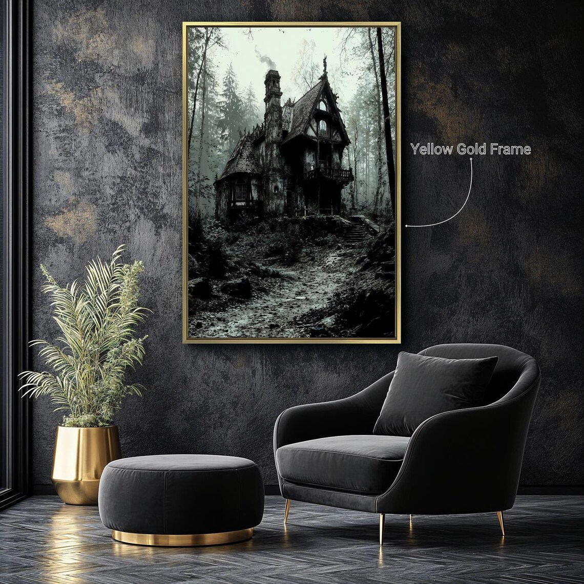 Haunted House Spooky Forest Cottage Eerie Gothic Halloween Dark Wall Poster - Image 4