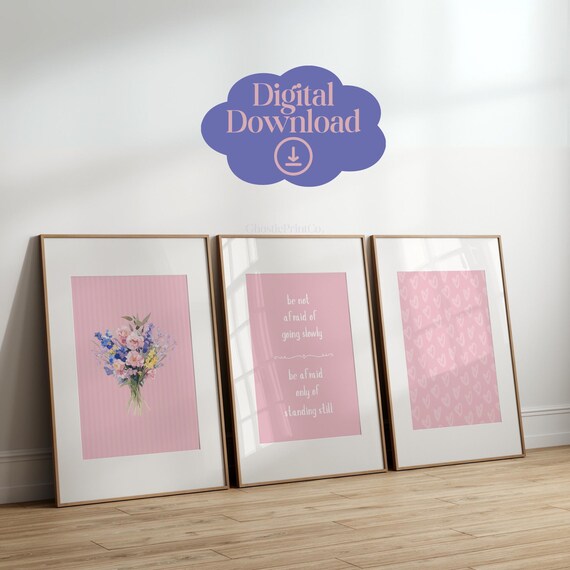 Pink Wall Art Print Set Of 3 Trendy Posters Girly Dorm Room Decor Motivational Poster