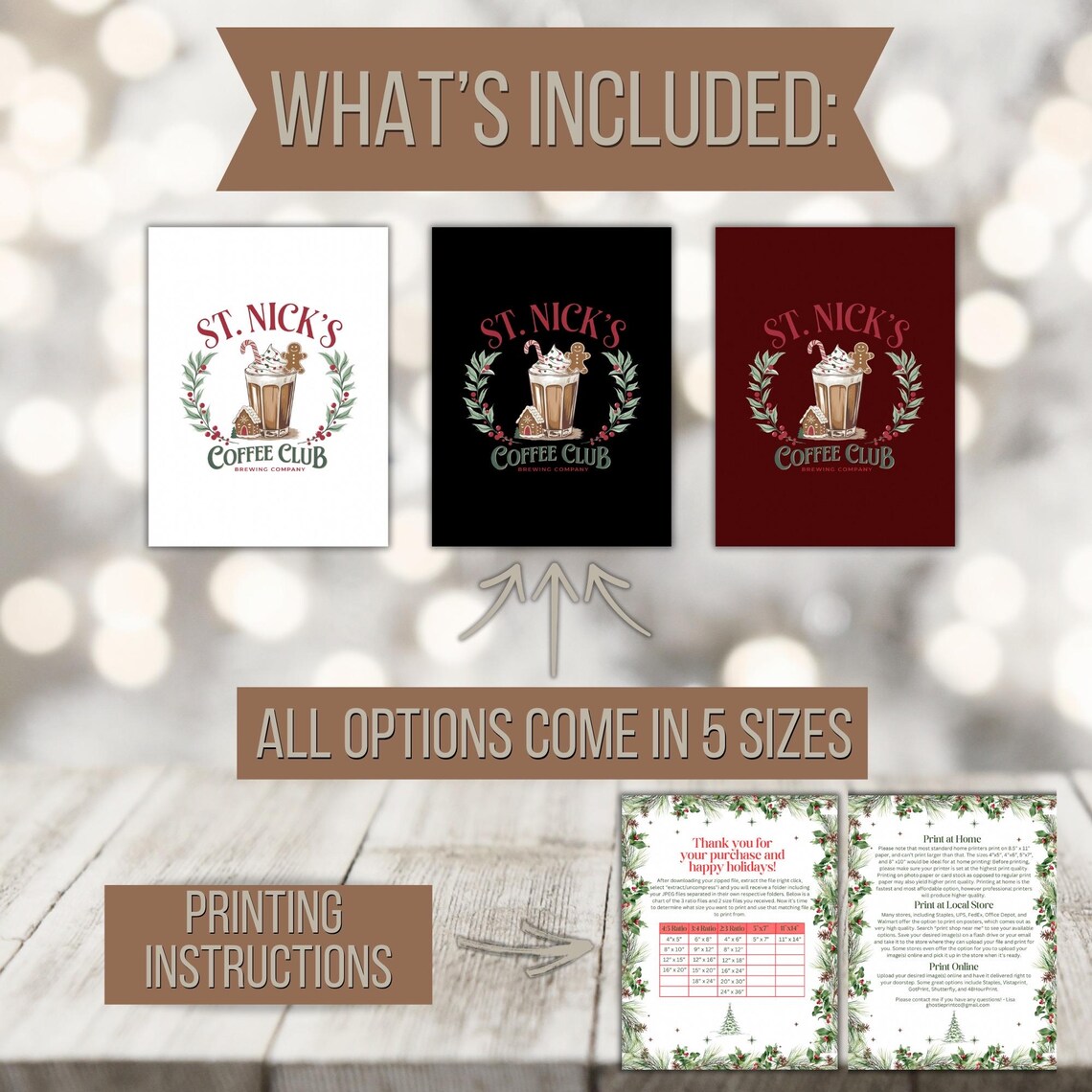 St Nicks Coffee, Christmas Holiday Art Print - Image 2
