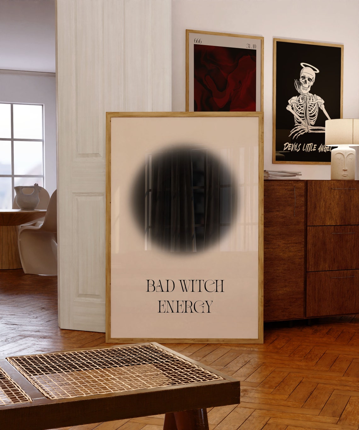 Bad Witch Energy Aura Circle Typography Spooky Witchy Wall Poster