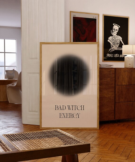 Bad Witch Energy Aura Circle Typography Spooky Witchy Wall Poster