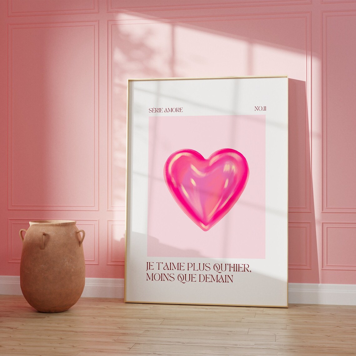 Pink Heart Je Taime French Love Quote Serie Amore Trendy Poster - Image 2