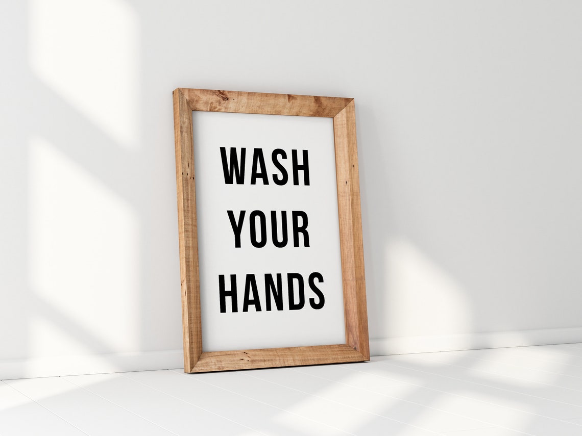 Wash Your Hands Bold Black White Minimalist Bathroom Decor Poster