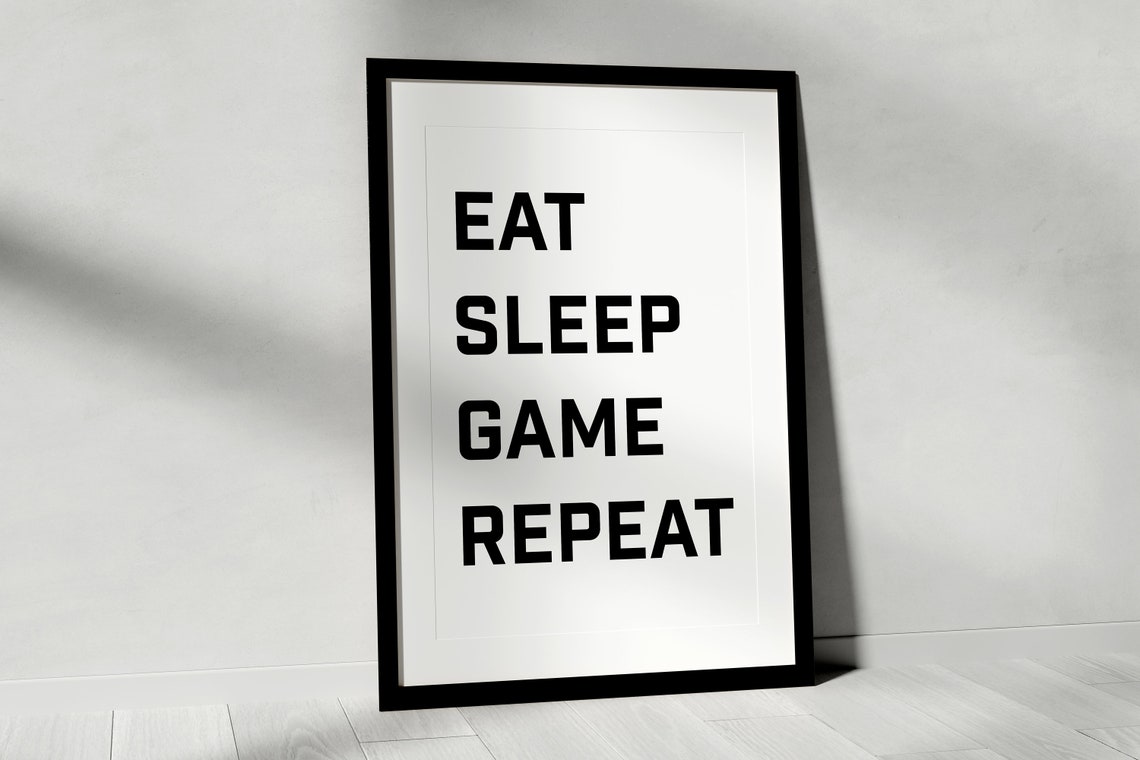 Eat Sleep Game Repeat Gamer Quote Poster for Video Game Fans - Image 2