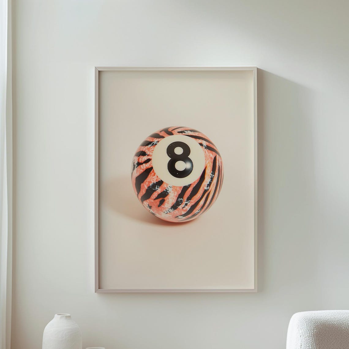 Tiger Stripe Eight Ball Billiard Bold Game Room Decor Photo Poster