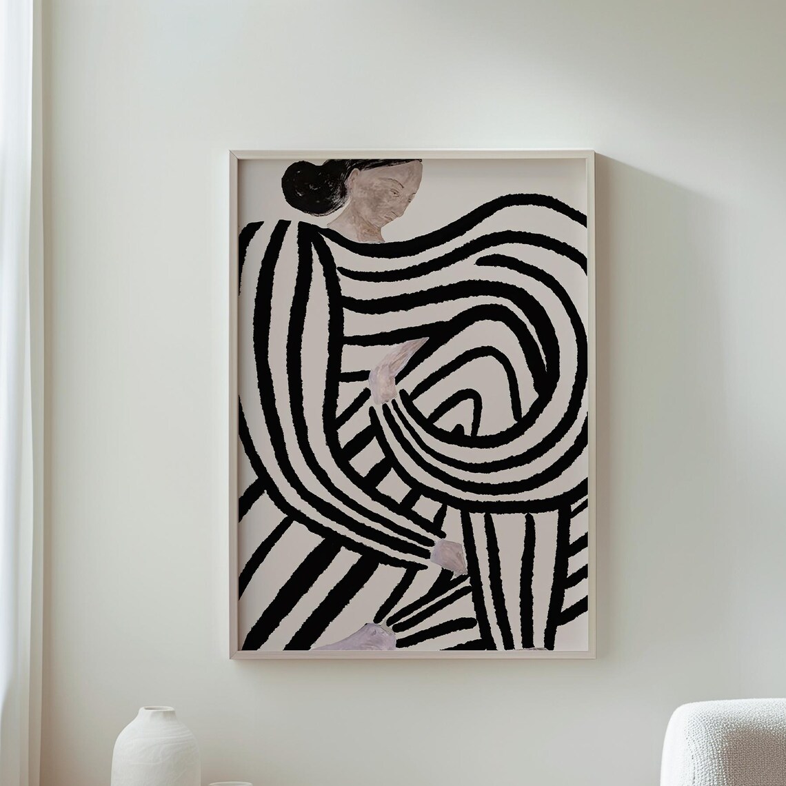 Abstract Black Striped Pattern, Modern Decor Print