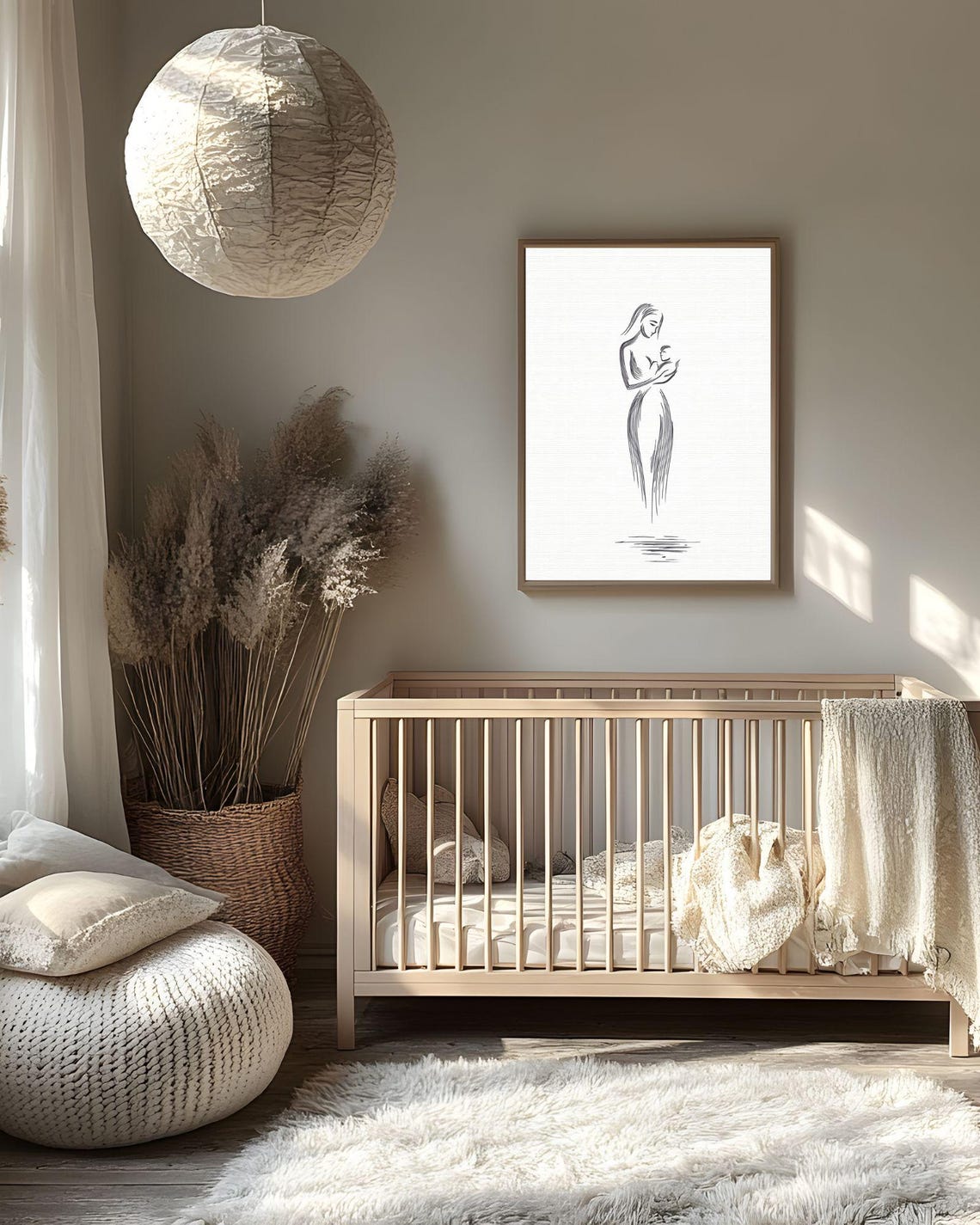 Mother Child Minimalist Line Art Black And White Wall Decor For Nursery Emotive Instant Gift Moms - Image 3
