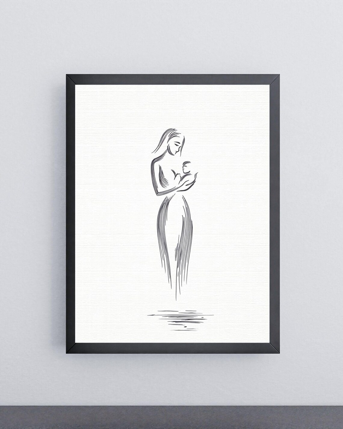 Minimalist Mother Baby Single Line Drawing Elegant Nursery Keepsake Poster - Image 2