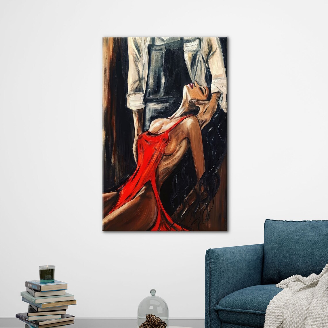 Modern Romantic Couple Art Print, Bedroom Decor