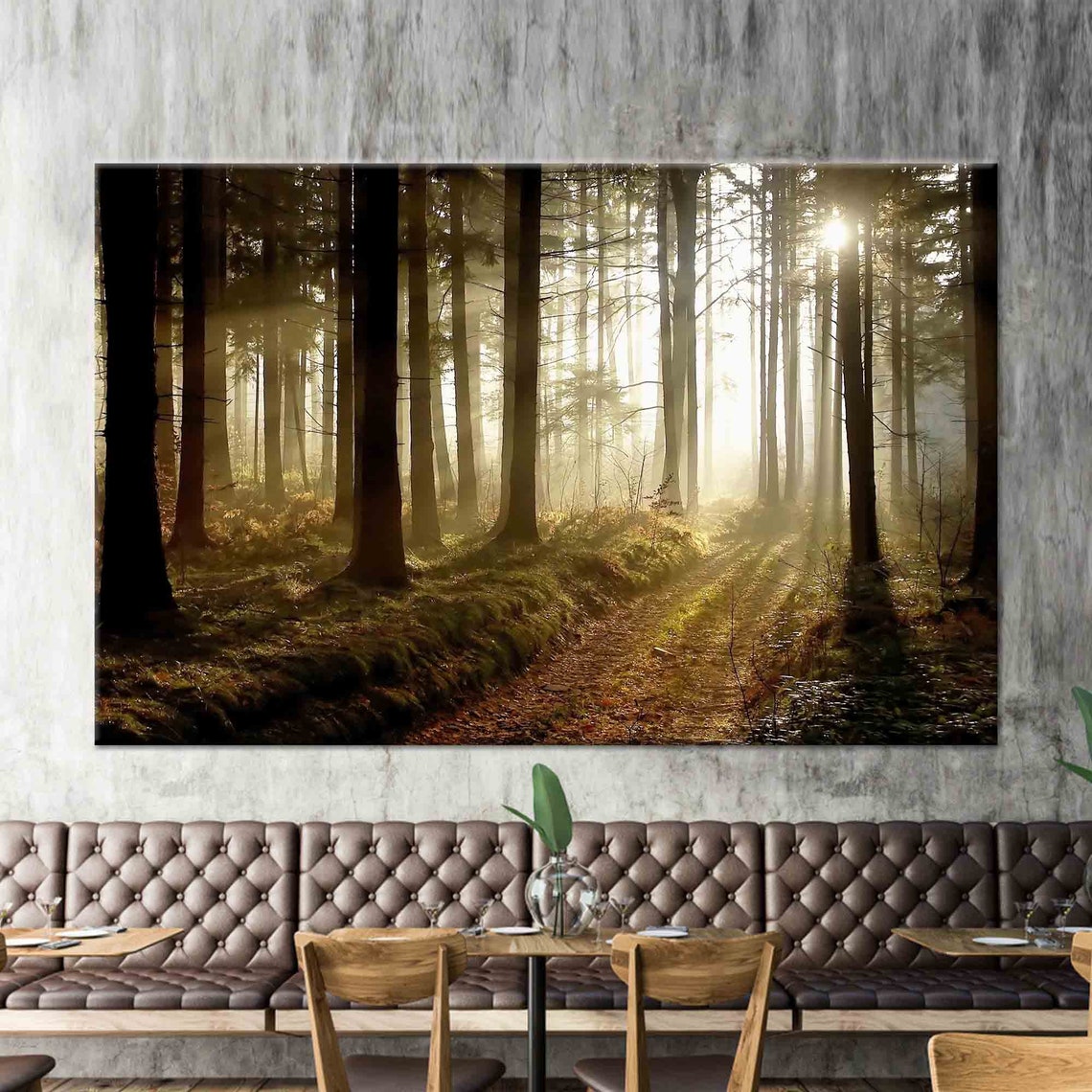 Forest Landscape Art Print, Sunset Path