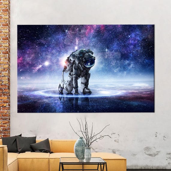 Astronaut Wall Decor View Printed Landing Canvas Lover Gift Poster Kitchen Art