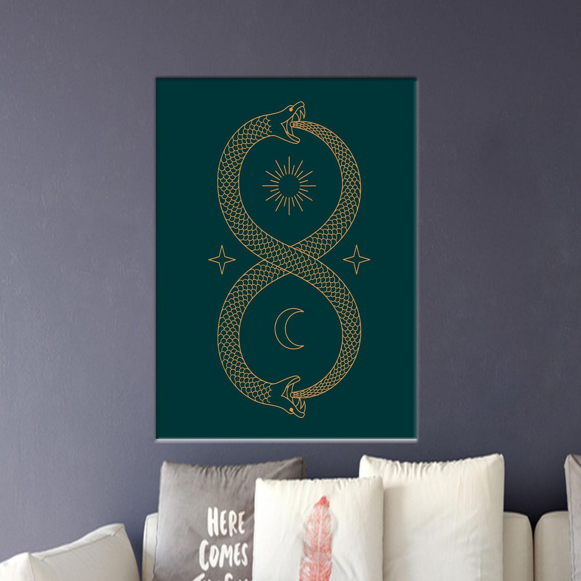 Twin Flame Wall Decor Gifts Gift For Him Ouroboros Poster Personalized Modern Printed Infinity 3d Canvas Large Art