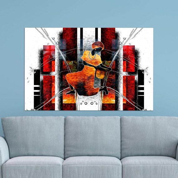 African Woman Orange Dress Abstract Ethnic Bold Cultural Pride Decor Poster