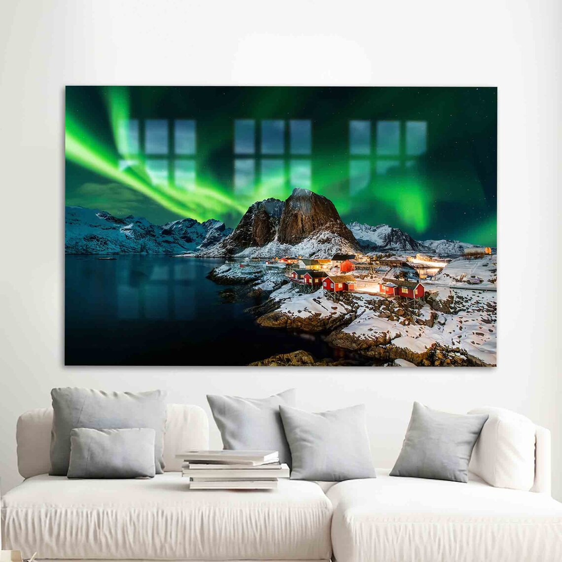 Northern Lights Landscape Lofoten Norway Art Print