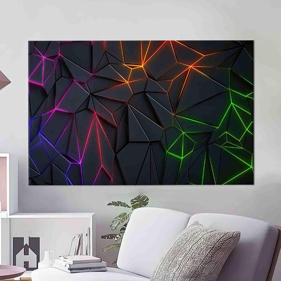 Modern Art Canvas Gaming Room Decor Neon Look Poster Bridesmaid Gift Geometric Pattern Wall Hangings Gifts