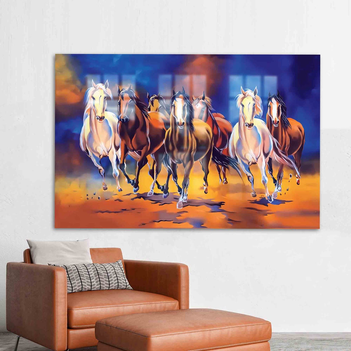 Seven Horses Running At Sunset Vibrant Equine Painting Poster