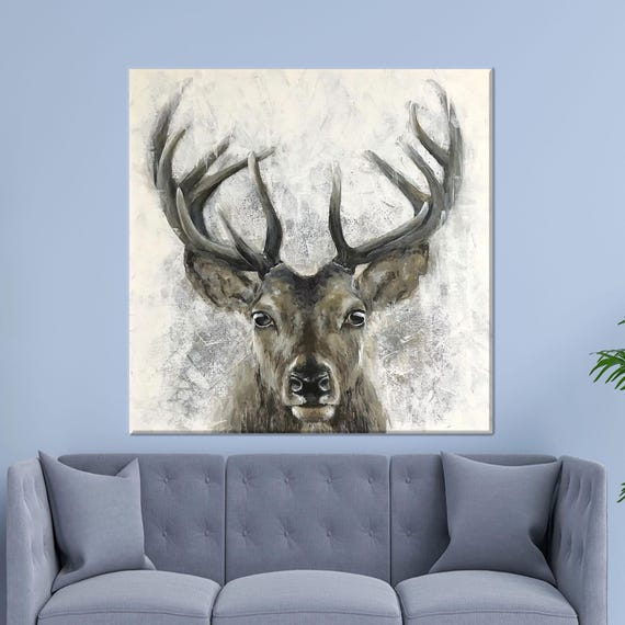 Animal Canvas Poster Farmhouse Wall Hangings Large Deer Gift Loft Artwork Minimalist Art Bridesmaid