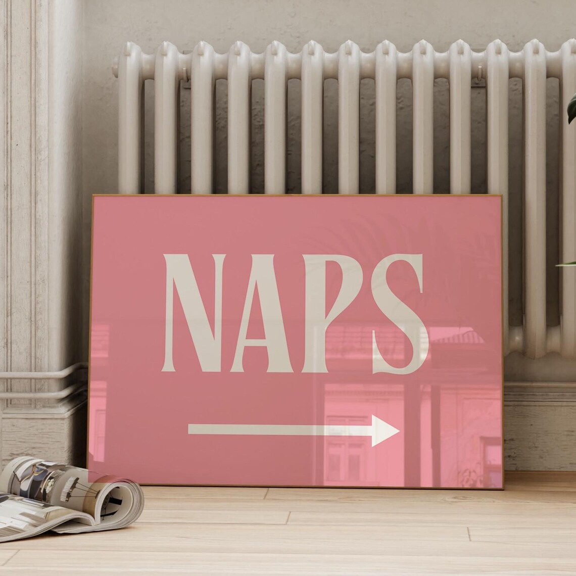 Naps Pink Arrow Sign Funny Bedroom Sleep Lovers Quote Poster - Image 3