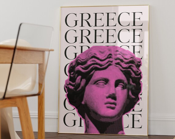 Trendy Greece Travel Printcute Trendy Wall Artpink Greece Travel Exhibition Printdigital Art Downloadpreppy Greece Posterpreppy Posters
