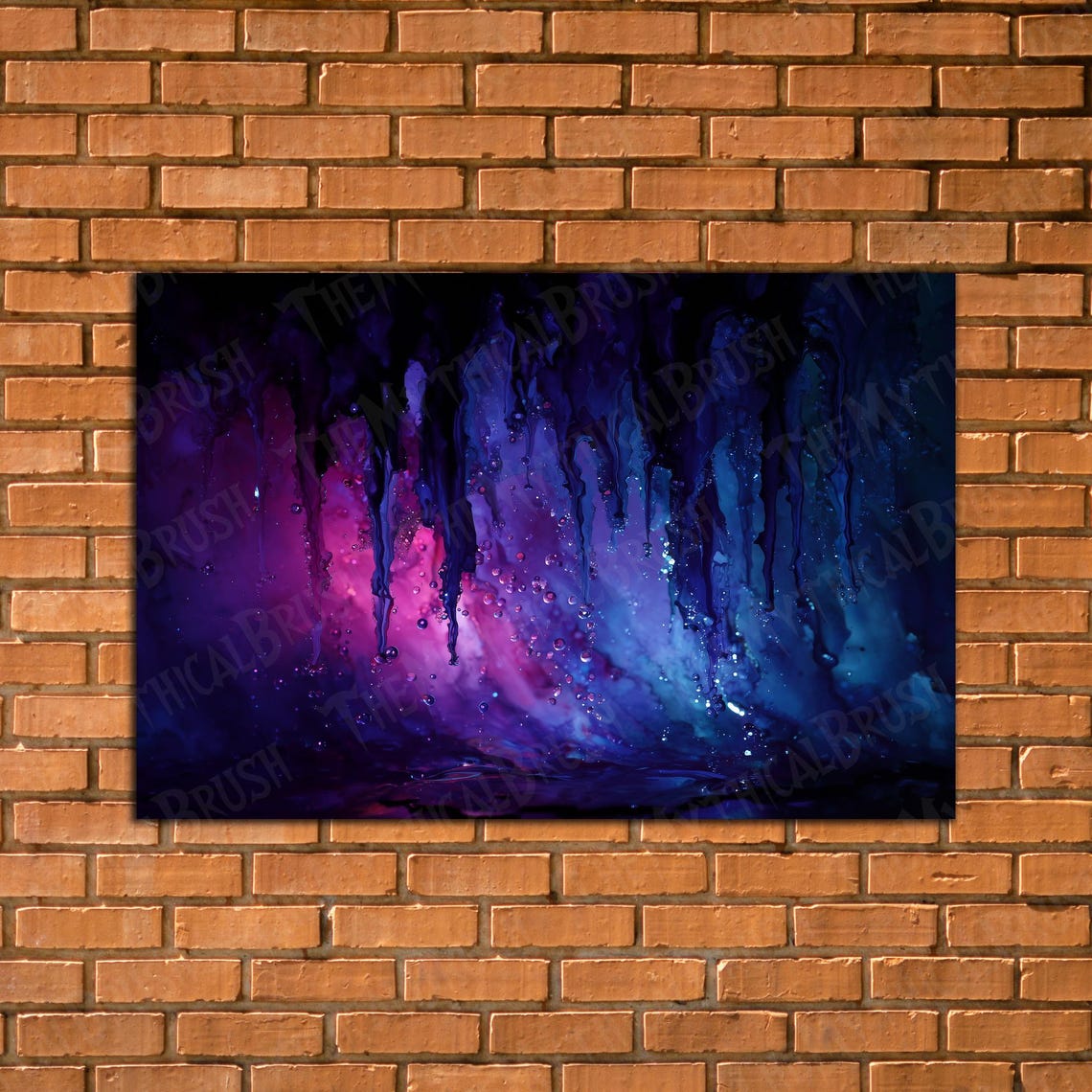 Dripping Watercolor Purple Blue Galaxy Style Abstract Poster
