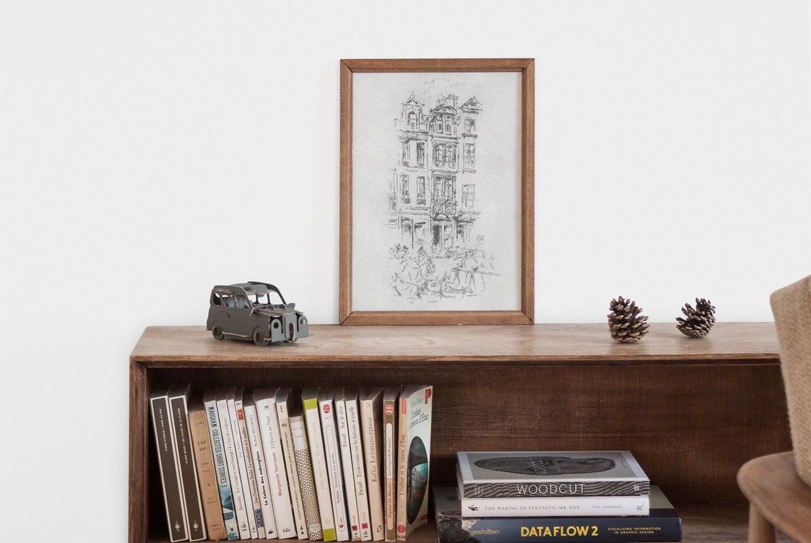 Vintage Architecture Wall Art For Gallery Wall Decor Minimal Wall Art Line Art Sketch Antique Architecture Drawing Vintage Etching - Image 2