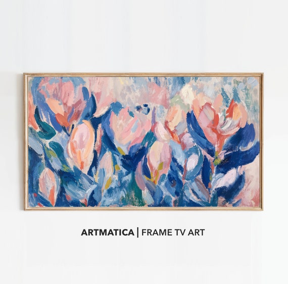 Matisse Painting Frame Tv Art Frame Tv Art Art For Frame Flowers Abstract Impressionism Pink And Blue