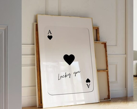 Ace Of Hearts Lucky You Minimalist Card Poster for Dorm Room