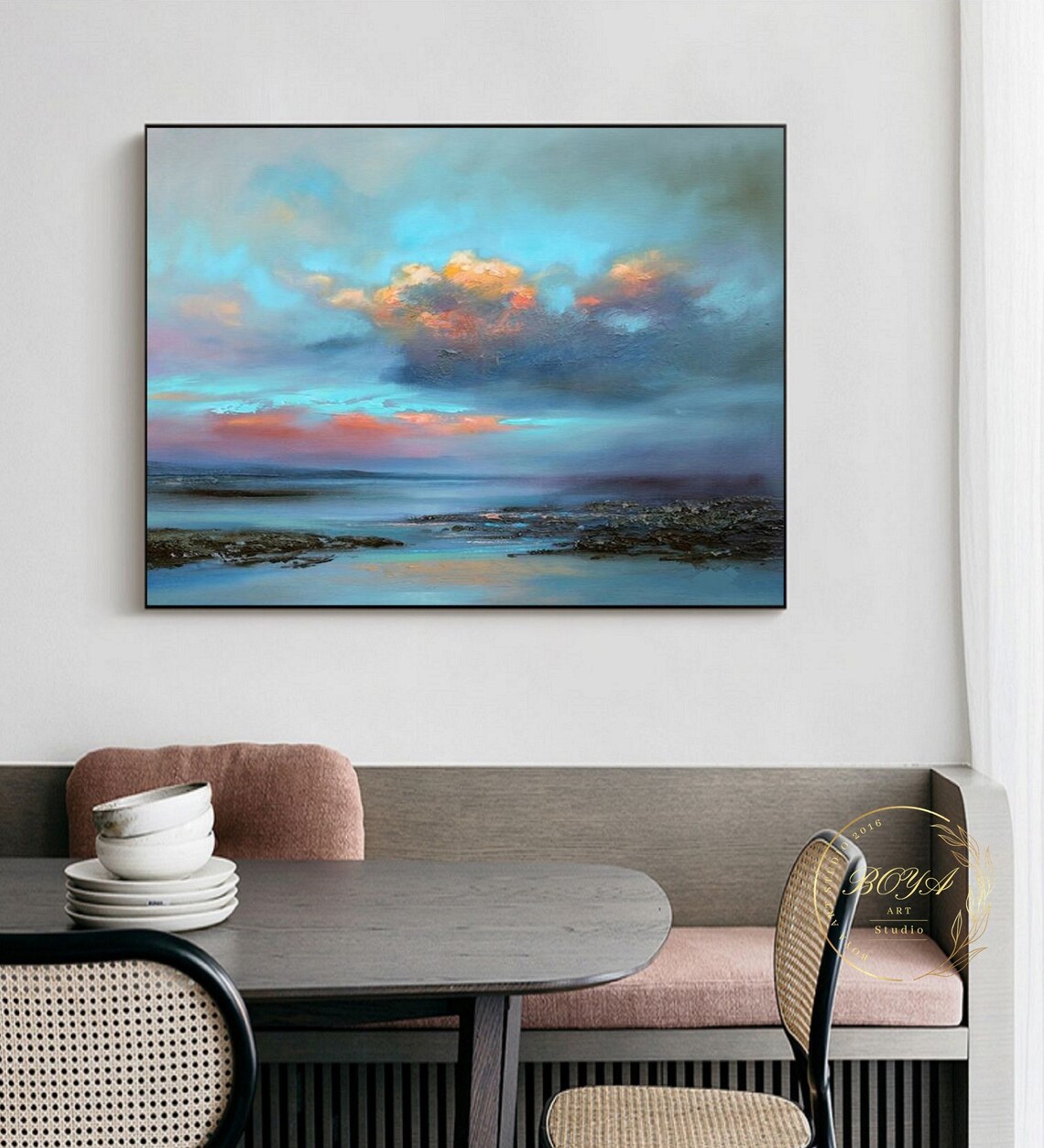 Original Cloud Abstract, Blue Sea Seascape Art Print - Image 3