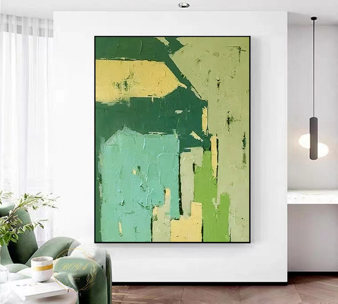Green Abstract Painting, Textured Wall Art Print - Image 2