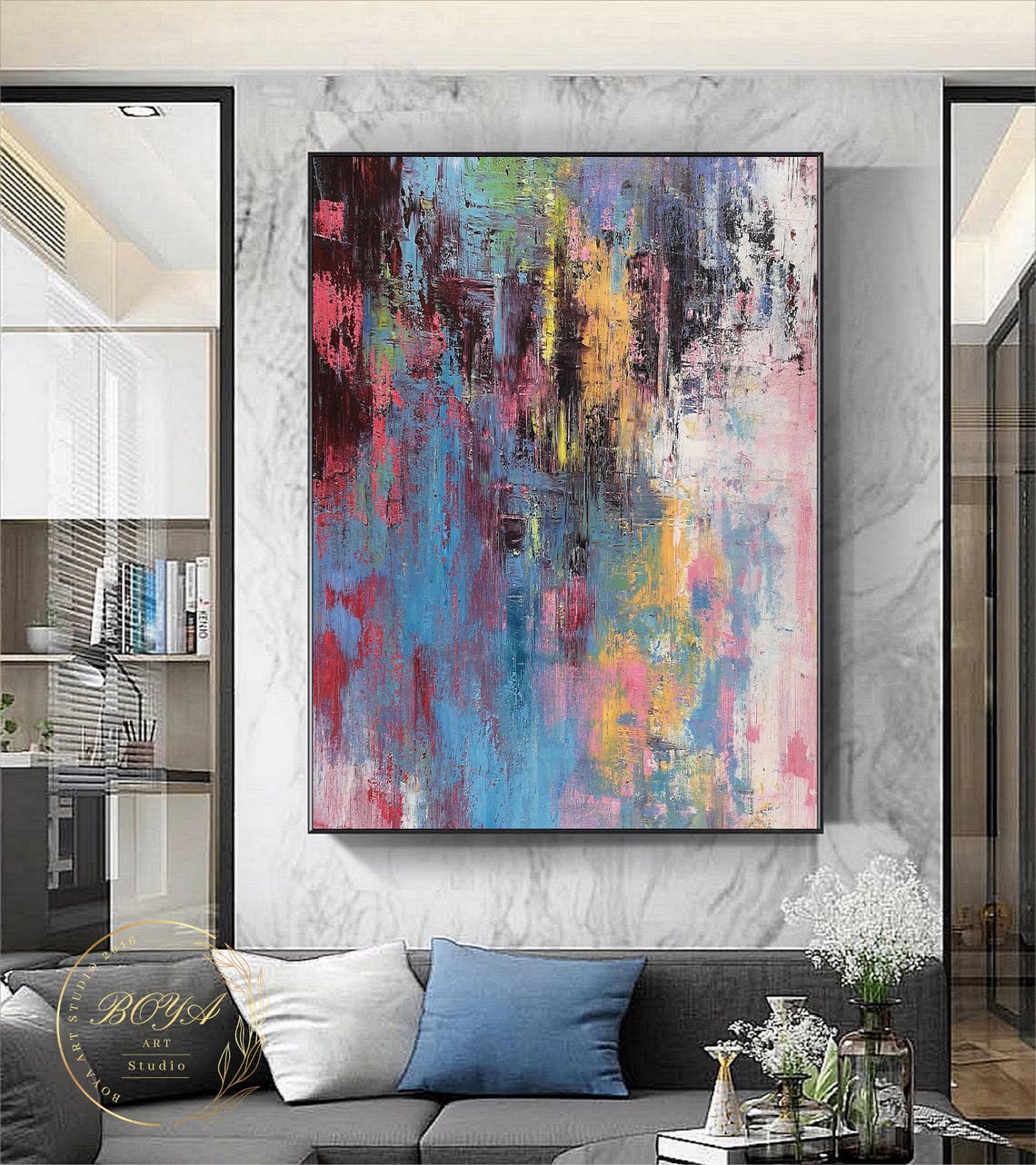 Bold Colorful Expressionist Drips and Strokes Abstract Poster - Image 5