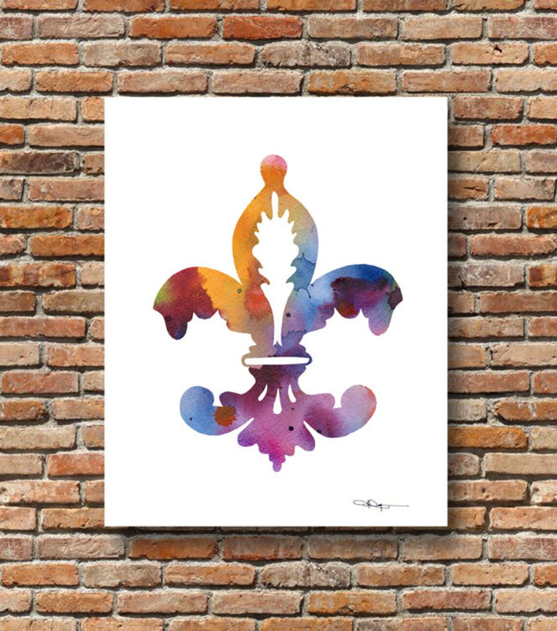 Colorful Watercolor Fleur-de-Lis French Symbol Decor Art Print
