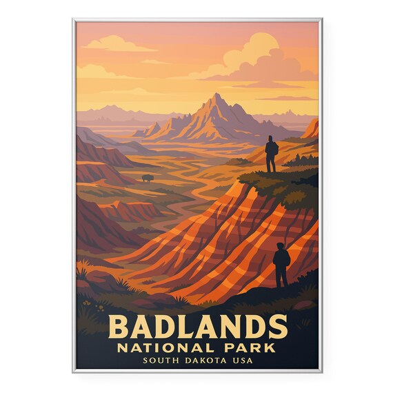 Badlands National Park South Dakota Striped Peaks Travel Poster