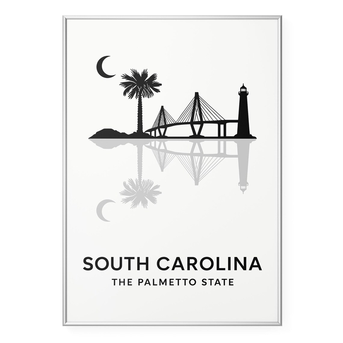 South Carolina The Palmetto State Black Silhouette Skyline Poster