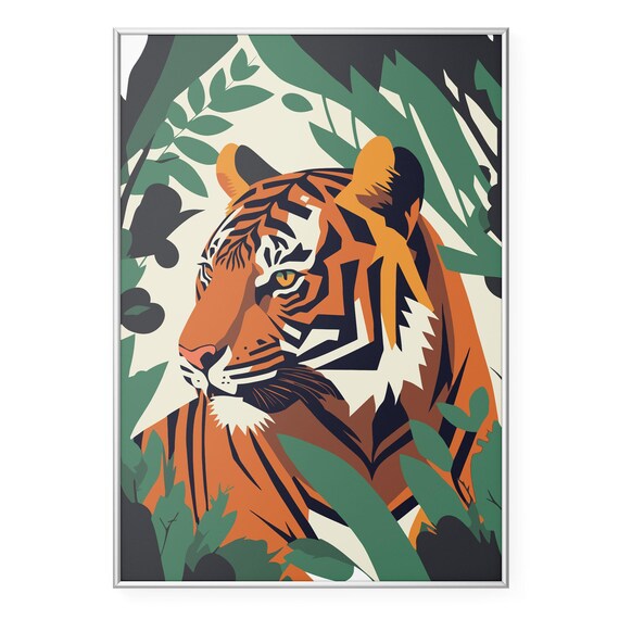 Jungle Guardian Tiger Wall Art Print Regal Safari Animal Poster Bold Wildlife Artwork Big Cat Illustration Lover Home Decor