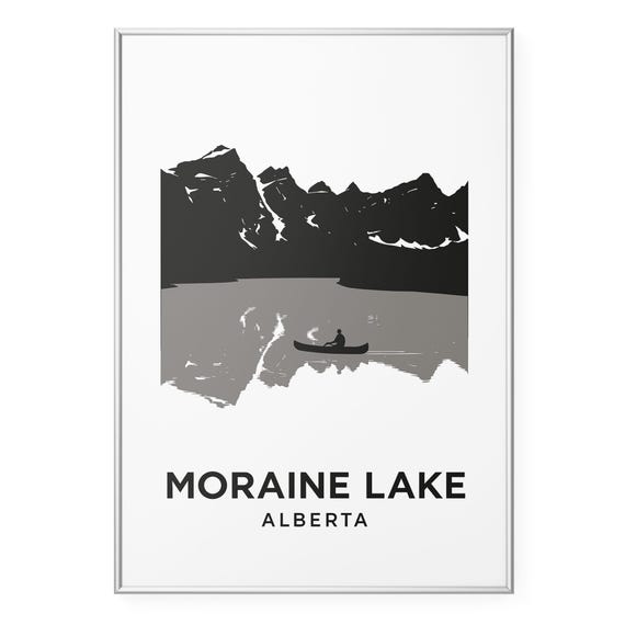 Moraine Lake Alberta Photo Print Canadian Rockies Canoe Poster Minimalist Wall Art Modern Office Home Decor