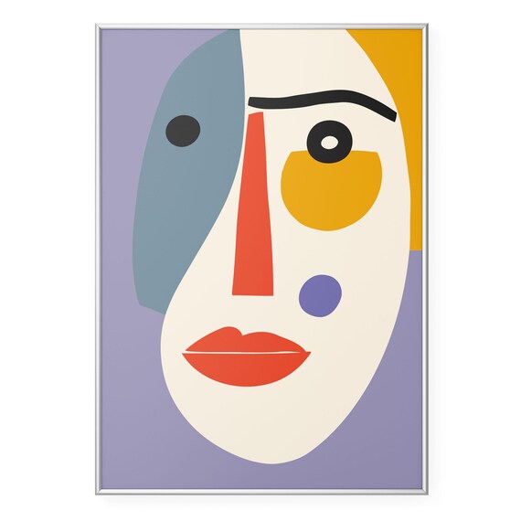 Abstract Cubist Face Wall Art Print Modern Minimalist Artwork Bold Colorful Geometric Poster Contemporary Picasso Inspired Decor