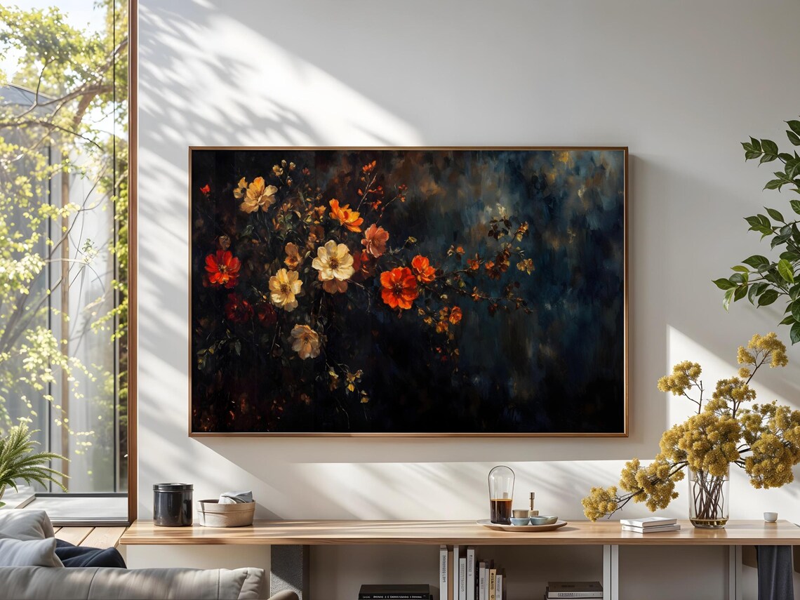 Fall Floral Frame TV Art, Vintage Autumn Flowers - Image 3
