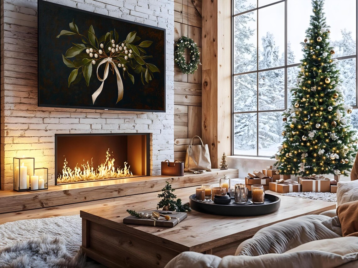 Christmas Botanical Mistletoe Holiday Winter Art Print - Image 2