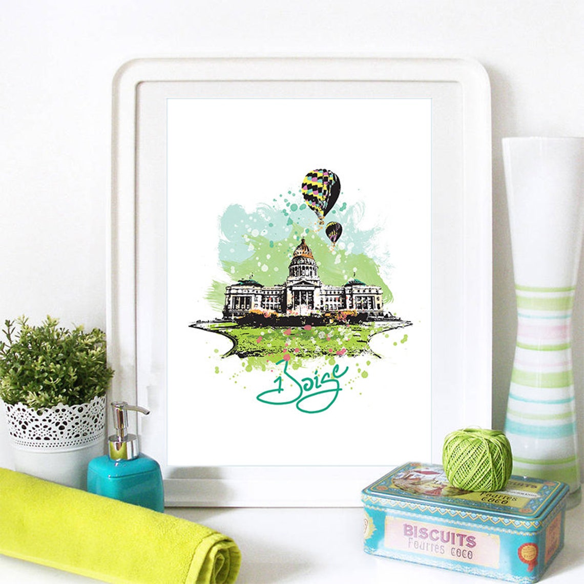 Boise Print Boise Skyline Boise Art Boise Poster Boise Watercolor Boise Art Print Boise Map Boise Wall Art Boise Idaho Art Idaho - Image 2