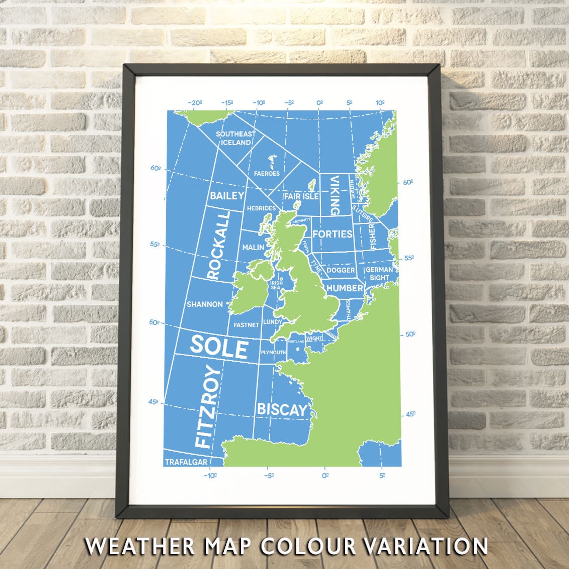 Shipping Forecast Regions Weather Map Travel Poster
