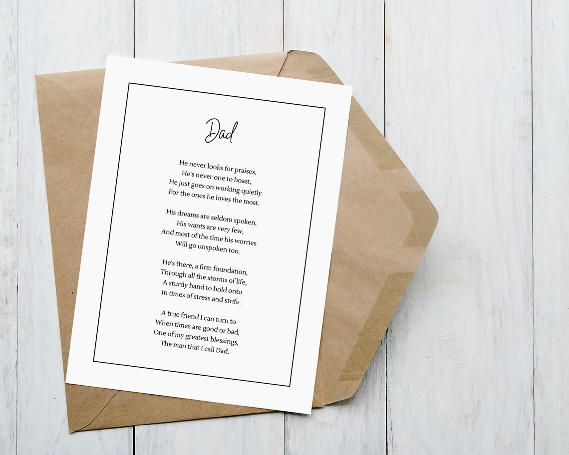 Poem For Dad, Minimalist Poetry Poster - Image 3