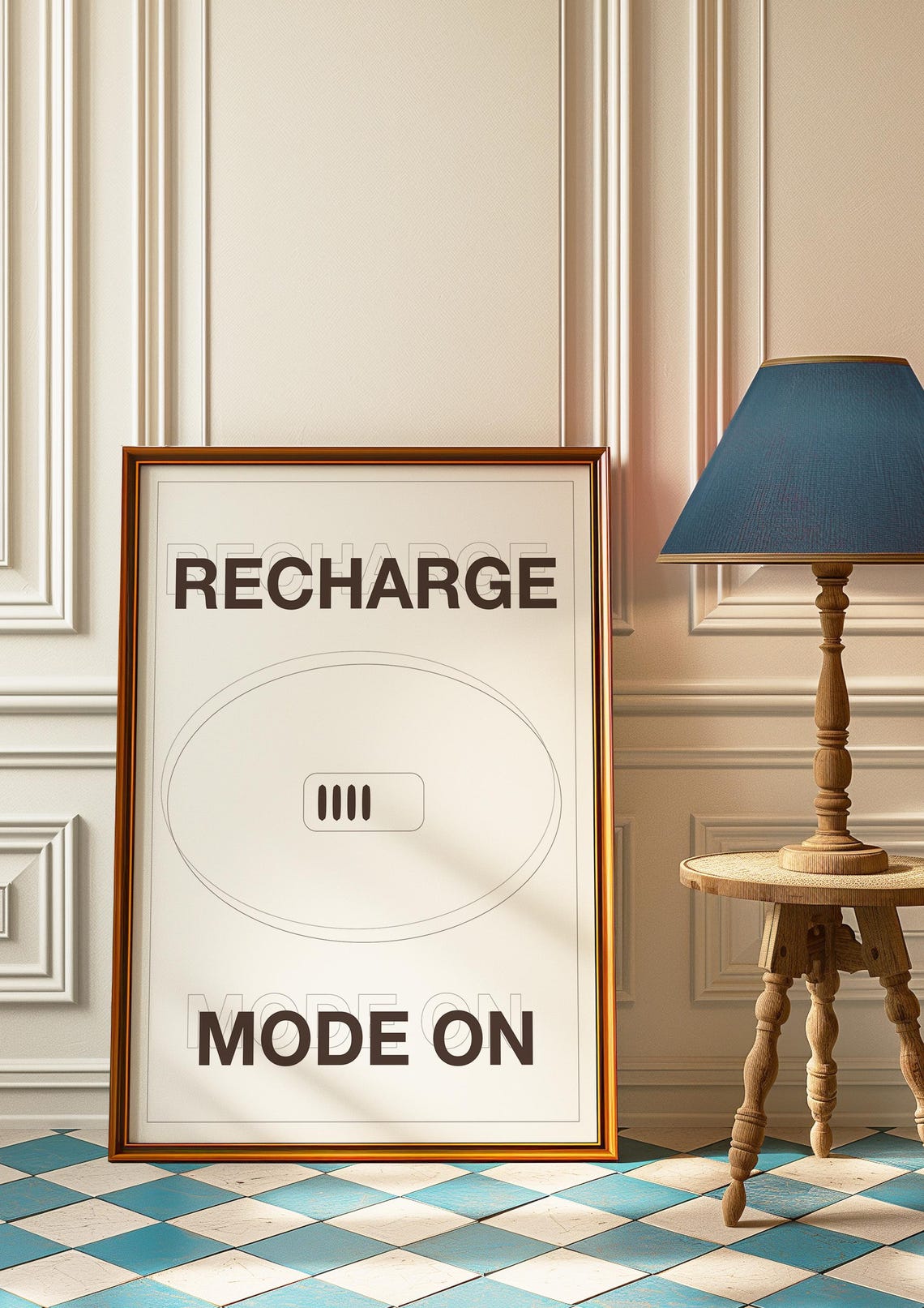 Recharge Mode On Minimalist Typography Self Care Wall Poster - Image 4