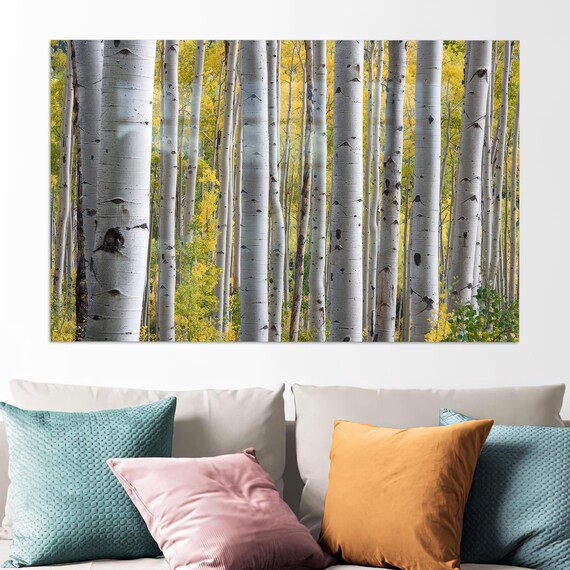 View Glass Art Tree Landscape Wall Decor Forest Birch Grove In The Halloween Living Room