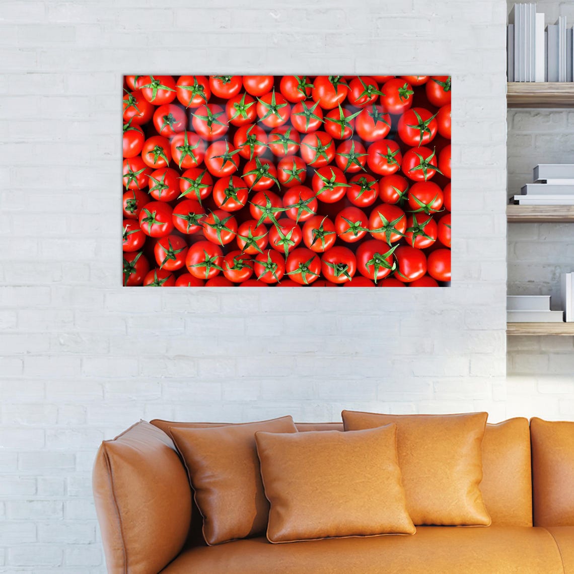 Fresh Ripe Red Tomatoes Row Kitchen Glass Wall Decor Modern Print